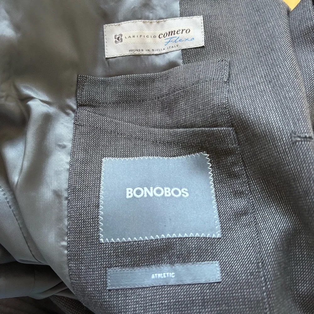 BONOBOS Jetsetter Stretch Italian Wool Charcoal Gray Blazer Jacket EUC Size 42R